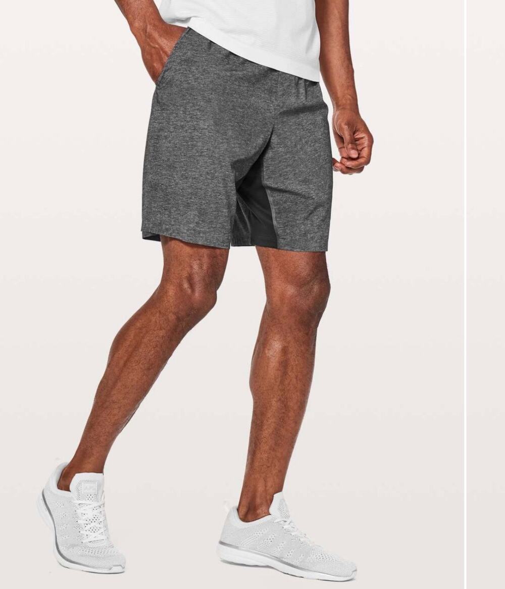 Lululemon T.H.E. Short Linerless 9" Heather Textured Grey Deep Coal Size Medium